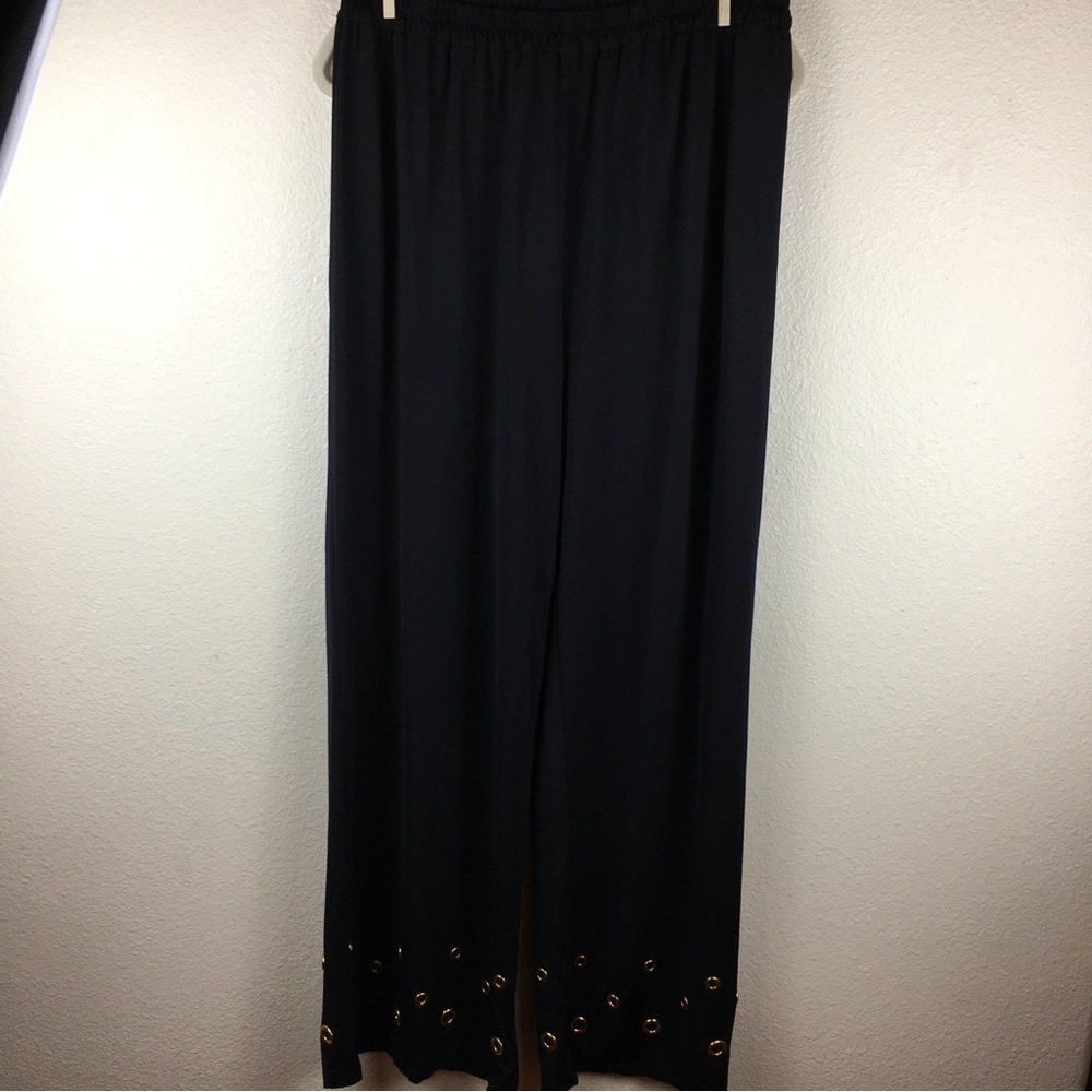 Studio EY Women's Black Wide Leg Pull on Stretch Pants Size L